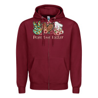 Burgundy Easter Day Peace love Easter Zipper Hoodie - OliviaCreatesArt