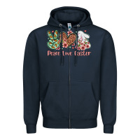 Navy Easter Day Peace love Easter Zipper Hoodie - OliviaCreatesArt