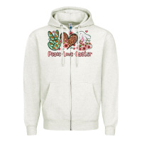 Oatmeal Heather Easter Day Peace love Easter Zipper Hoodie - OliviaCreatesArt