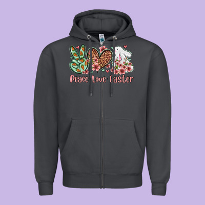 Easter Day Peace Love Easter Zipper Hoodie Designed By Oliviacreatesart