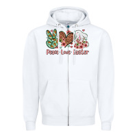 White Easter Day Peace love Easter Zipper Hoodie - OliviaCreatesArt