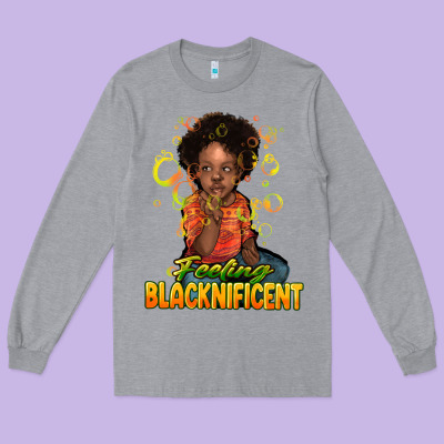 Feeling Blacknificent Long Sleeve Tee Designed By Nancycooperartshop