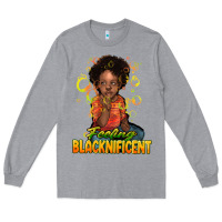 Heather Grey feeling blacknificent Long Sleeve Tee - NancyCooperArtShop