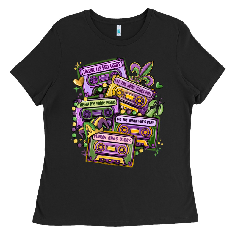 Mardi Gras Cassette Tapes Ladies Tee by MaliasSmallBusiness | Teevron