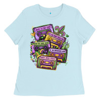Baby Blue mardi gras cassette tapes Ladies Tee - MaliasSmallBusiness