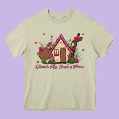 Church Is My Happy Place Heavy Core Tee Designed By Maliassmallbusiness