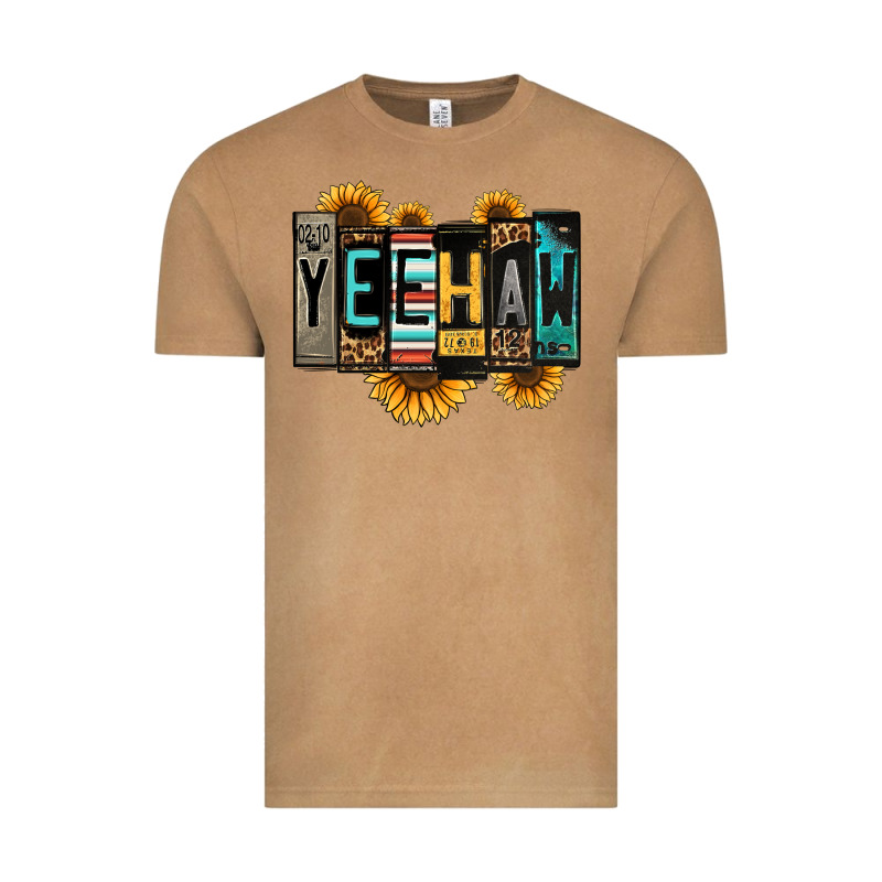 Yeehaw License Plate Letters Vintage Tee by Jasminsmagicworld | Teevron