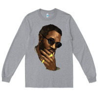 Heather Grey black man Long Sleeve Tee - NancyCooperArtShop