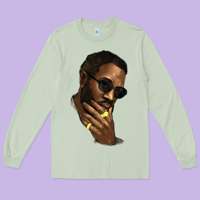Black Man Long Sleeve Tee Designed By Nancycooperartshop