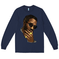 Navy black man Long Sleeve Tee - NancyCooperArtShop