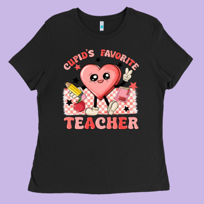 Cupid's Favorite Teacher Ladies Tee Designed By Maliassmallbusiness