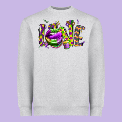 Mardi Gras Love Lips Heavyweight Sweatshirt Designed By Cowgirlartshop