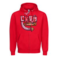 Red Valentine's Day love vacant Zipper Hoodie - FaDigitalArtStudio