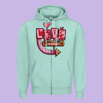 Valentine's Day Love Vacant Zipper Hoodie Designed By Fadigitalartstudio
