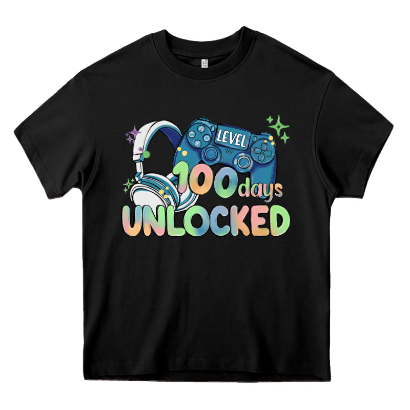 Level 100 Days Unlocked Heavy Core Tee by MaliasSmallBusiness | Teevron
