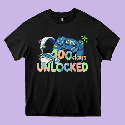 Level 100 Days Unlocked Heavy Core Tee Designed By Maliassmallbusiness