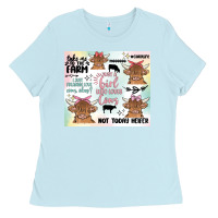Baby Blue cow farm life Ladies Tee - MaliasSmallBusiness