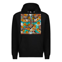 Black chicken with eggs and sunflowers seamles pattern Premium Hoodie - FaDigitalArtStudio