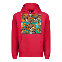 Cardinal chicken with eggs and sunflowers seamles pattern Premium Hoodie - FaDigitalArtStudio