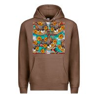 Chestnut chicken with eggs and sunflowers seamles pattern Premium Hoodie - FaDigitalArtStudio