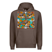 Coffee chicken with eggs and sunflowers seamles pattern Premium Hoodie - FaDigitalArtStudio