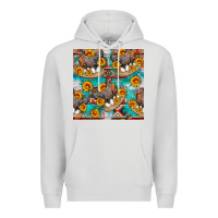 Dove Grey chicken with eggs and sunflowers seamles pattern Premium Hoodie - FaDigitalArtStudio