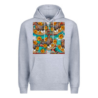 Heather Grey chicken with eggs and sunflowers seamles pattern Premium Hoodie - FaDigitalArtStudio