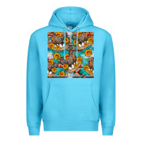 Ocean Blue chicken with eggs and sunflowers seamles pattern Premium Hoodie - FaDigitalArtStudio