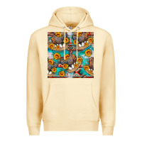 Pina Colada chicken with eggs and sunflowers seamles pattern Premium Hoodie - FaDigitalArtStudio
