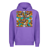 Purple chicken with eggs and sunflowers seamles pattern Premium Hoodie - FaDigitalArtStudio