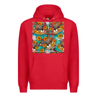 Red chicken with eggs and sunflowers seamles pattern Premium Hoodie - FaDigitalArtStudio