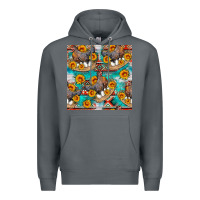 Rock chicken with eggs and sunflowers seamles pattern Premium Hoodie - FaDigitalArtStudio