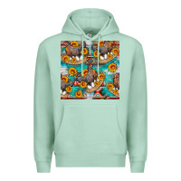 Seafoam chicken with eggs and sunflowers seamles pattern Premium Hoodie - FaDigitalArtStudio