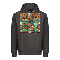 Smoke chicken with eggs and sunflowers seamles pattern Premium Hoodie - FaDigitalArtStudio