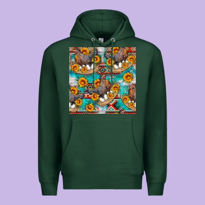 Chicken With Eggs And Sunflowers Seamles Pattern Premium Hoodie Designed By Fadigitalartstudio