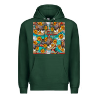 Sports Green chicken with eggs and sunflowers seamles pattern Premium Hoodie - FaDigitalArtStudio