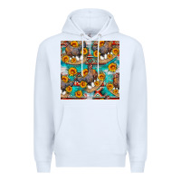 White chicken with eggs and sunflowers seamles pattern Premium Hoodie - FaDigitalArtStudio