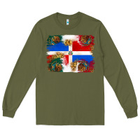 Army Green Mexican and Puerto Rico Flag Long Sleeve Tee - texasbilliewilder
