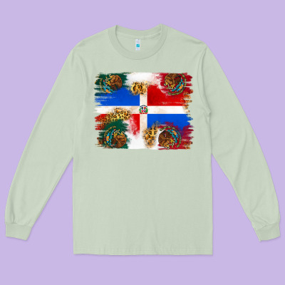 Mexican And Puerto Rico Flag Long Sleeve Tee Designed By Texasbilliewilder