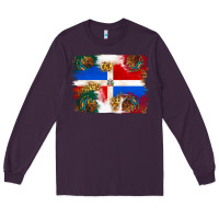 Plum Mexican and Puerto Rico Flag Long Sleeve Tee - texasbilliewilder