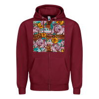Burgundy Western Landrace Pig With Sunflowers Seamless Zipper Hoodie - FaDigitalArtStudio