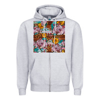 Heather Grey Western Landrace Pig With Sunflowers Seamless Zipper Hoodie - FaDigitalArtStudio