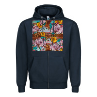 Navy Western Landrace Pig With Sunflowers Seamless Zipper Hoodie - FaDigitalArtStudio