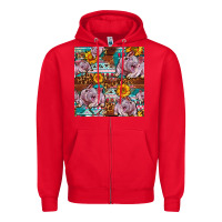 Red Western Landrace Pig With Sunflowers Seamless Zipper Hoodie - FaDigitalArtStudio