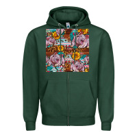 Sports Green Western Landrace Pig With Sunflowers Seamless Zipper Hoodie - FaDigitalArtStudio