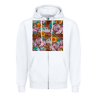 White Western Landrace Pig With Sunflowers Seamless Zipper Hoodie - FaDigitalArtStudio