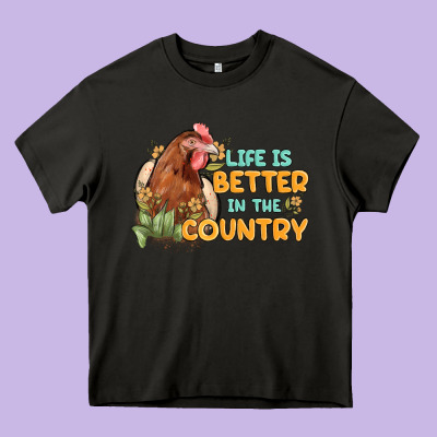 Life Is Better In The Country Heavy Core Tee Designed By Maliassmallbusiness