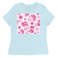 Baby Blue cowgirl valentine's day Ladies Tee - MaliasSmallBusiness