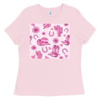 Bubblegum Pink cowgirl valentine's day Ladies Tee - MaliasSmallBusiness