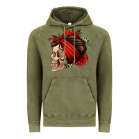 Vintage Olive bandana and roses skull Vintage Hoodie - Jasminsmagicworld
